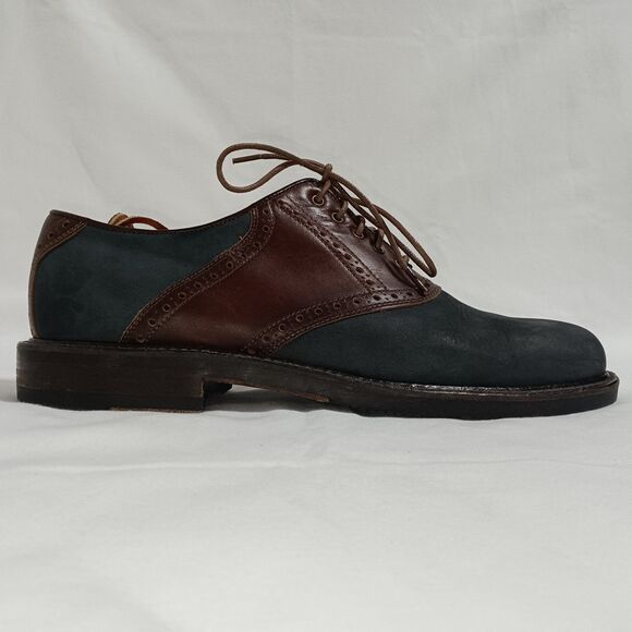 Johnston & Murphy Mens Grey Nubuck and Brown Leather Saddle Oxfords 10 M Italy main image 10